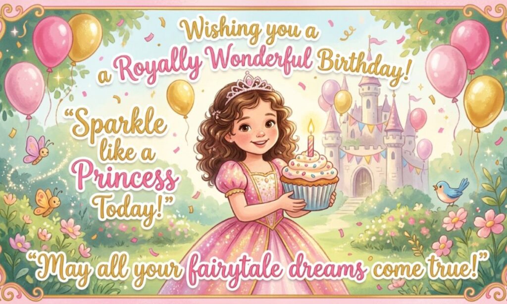 Short Princess Birthday Quotes for Cards & Captions