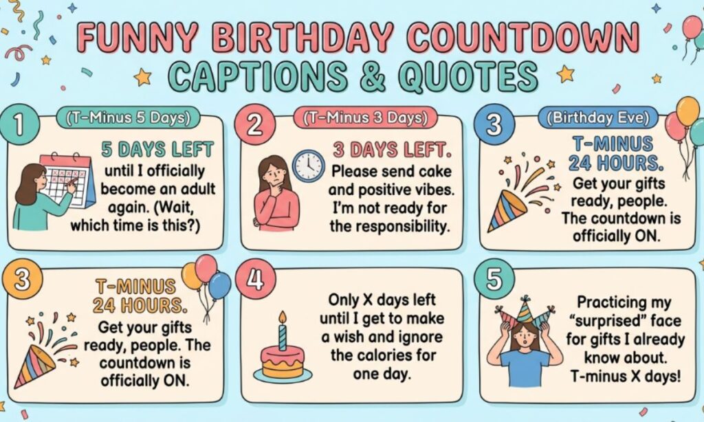 Birthday Countdown Quotes and Captions Funny