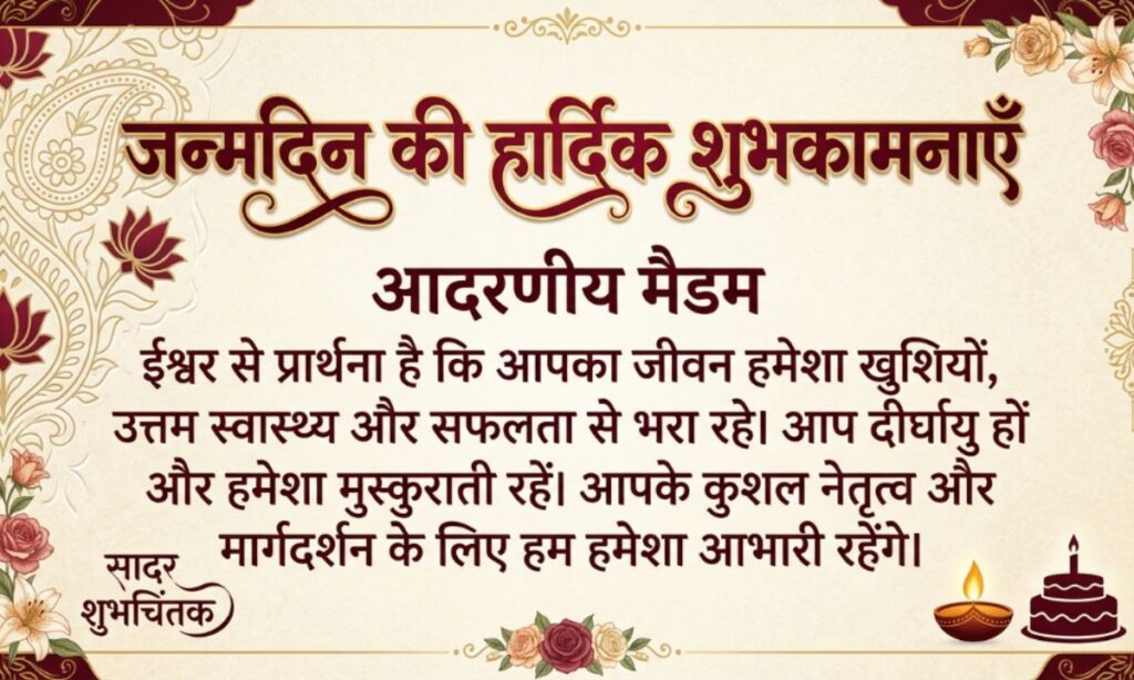Happy Birthday Wishes for Madam in Hindi