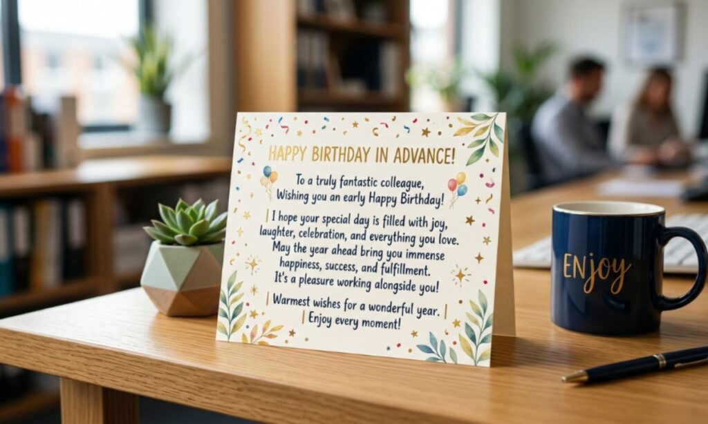 Happy Birthday in Advance Message for Colleague