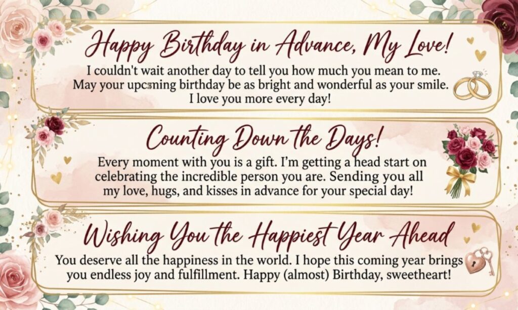 Romantic Advance Happy Birthday Wishes in English