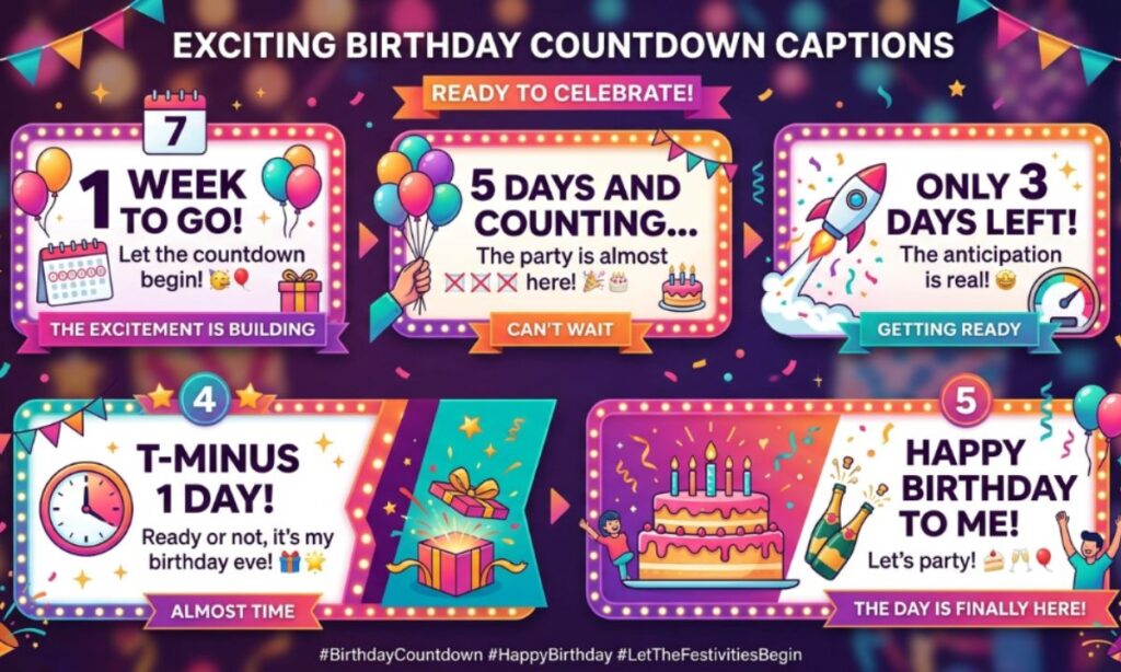 Short Exciting Birthday Countdown Quotes and Captions