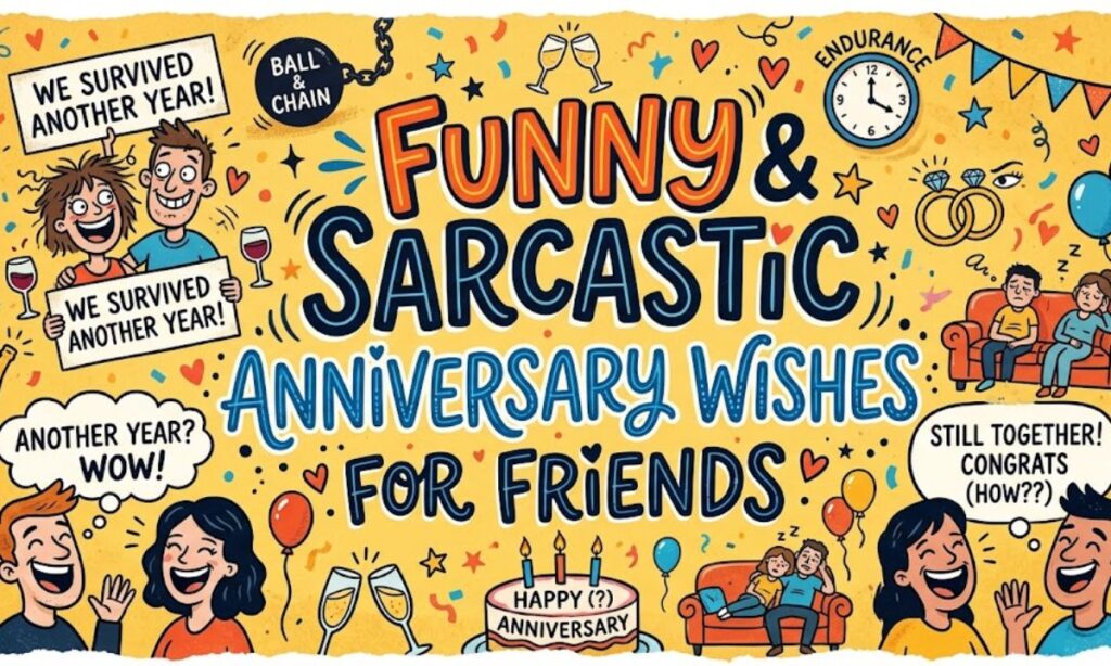 Funny & Sarcastic Anniversary Wishes for Friends