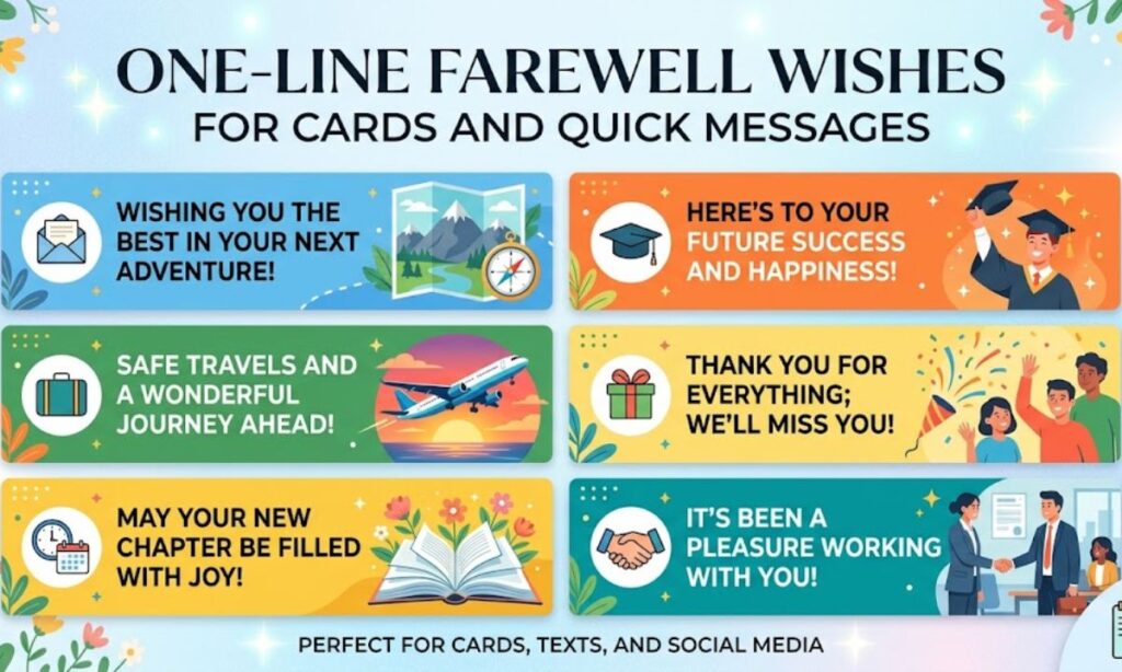 One-Line Farewell Wishes for Cards and Quick Messages