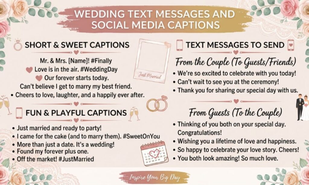 Wedding Text Messages and Social Media Captions