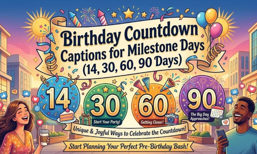 Birthday Countdown Captions for Milestone Days (14, 30, 60, 90 Days)