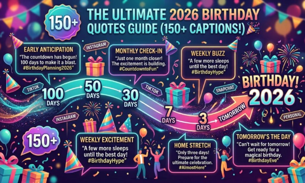 150+ Exciting Birthday Countdown Quotes and Captions for 2026