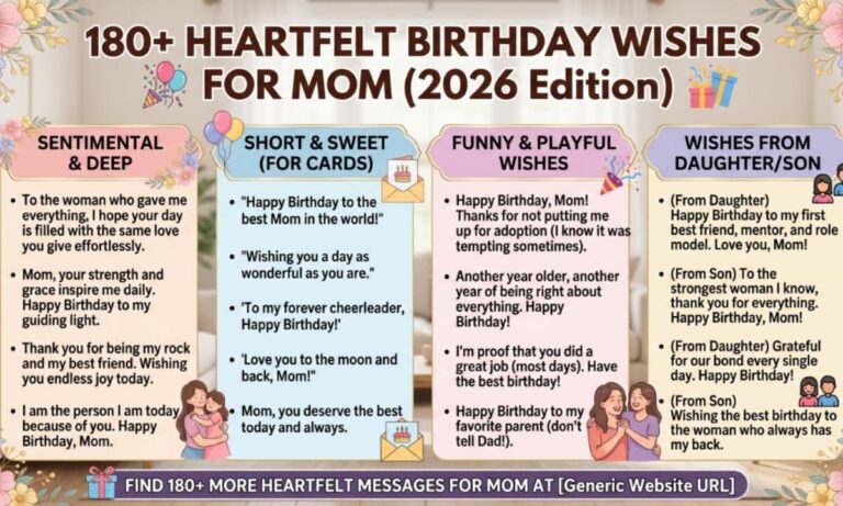 180+ Birthday Wishes for Mom Heartfelt Messages (2026)
