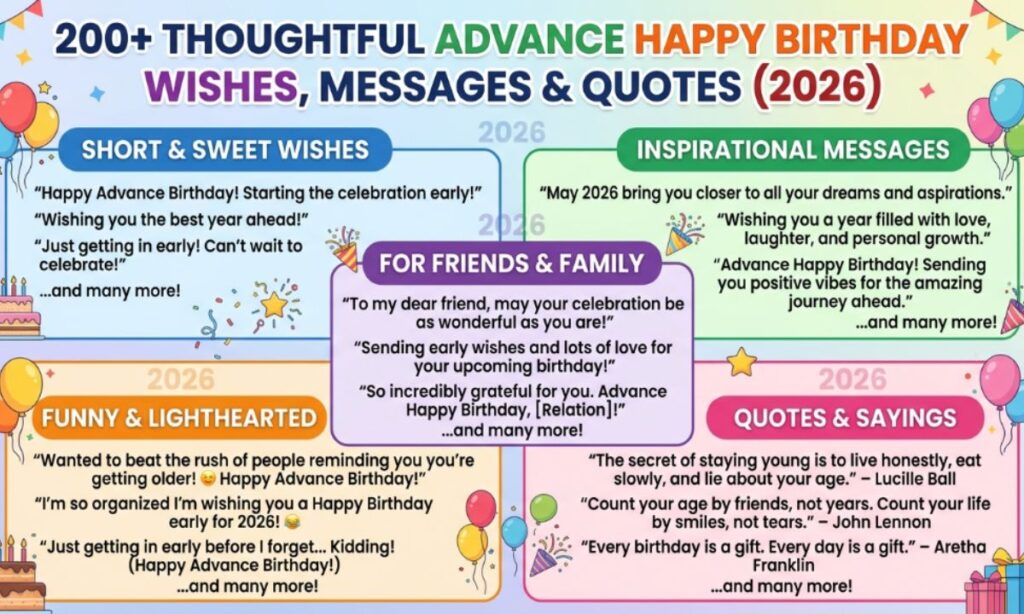 200+ Thoughtful Advance Happy Birthday Wishes, Messages & Quotes (2026)