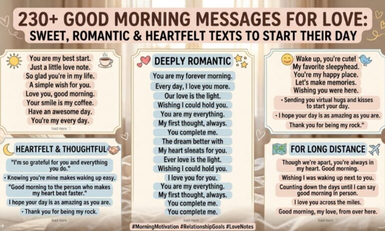 230+ Good Moarning Messages for Love Sweet, Romantic & Heartfelt Texts to Start Their Day