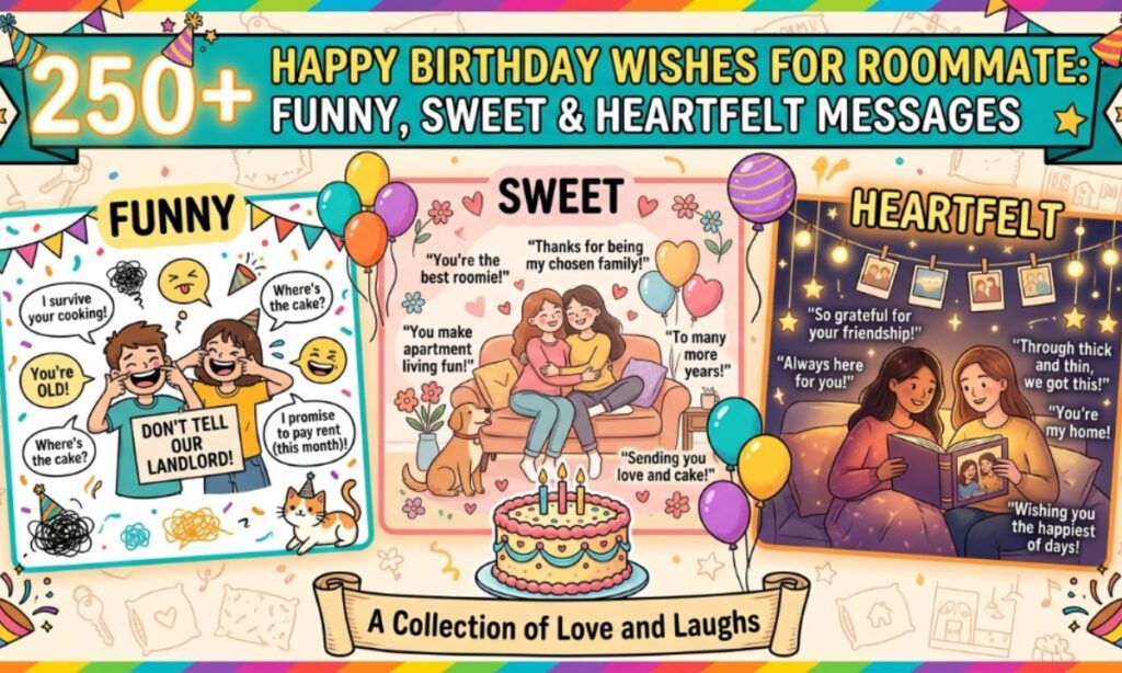 250+ Happy Birthday Wishes for Roommate Funny, Sweet & Heartfelt Messages