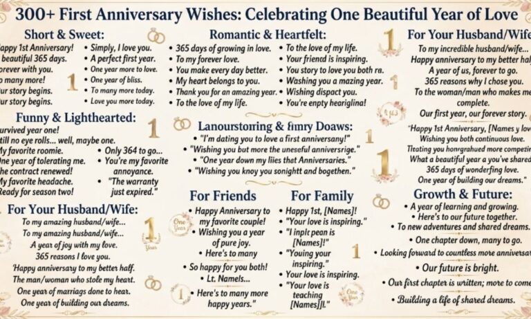 300+ First Anniversary Wishes to Celebrate One Beautiful Year of Love